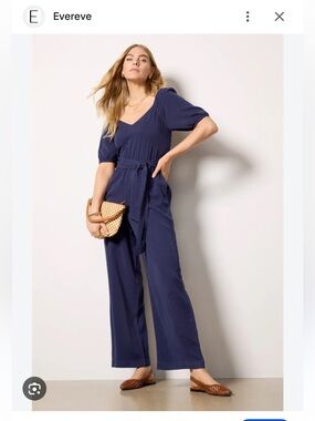 Salt & Stone Navy V-Neck Tie-Waist Wide-Leg Jumpsuit
